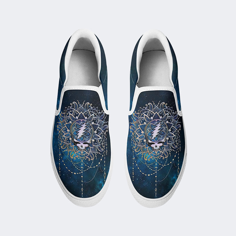 Unisex Skull Print - Slip On Shoes