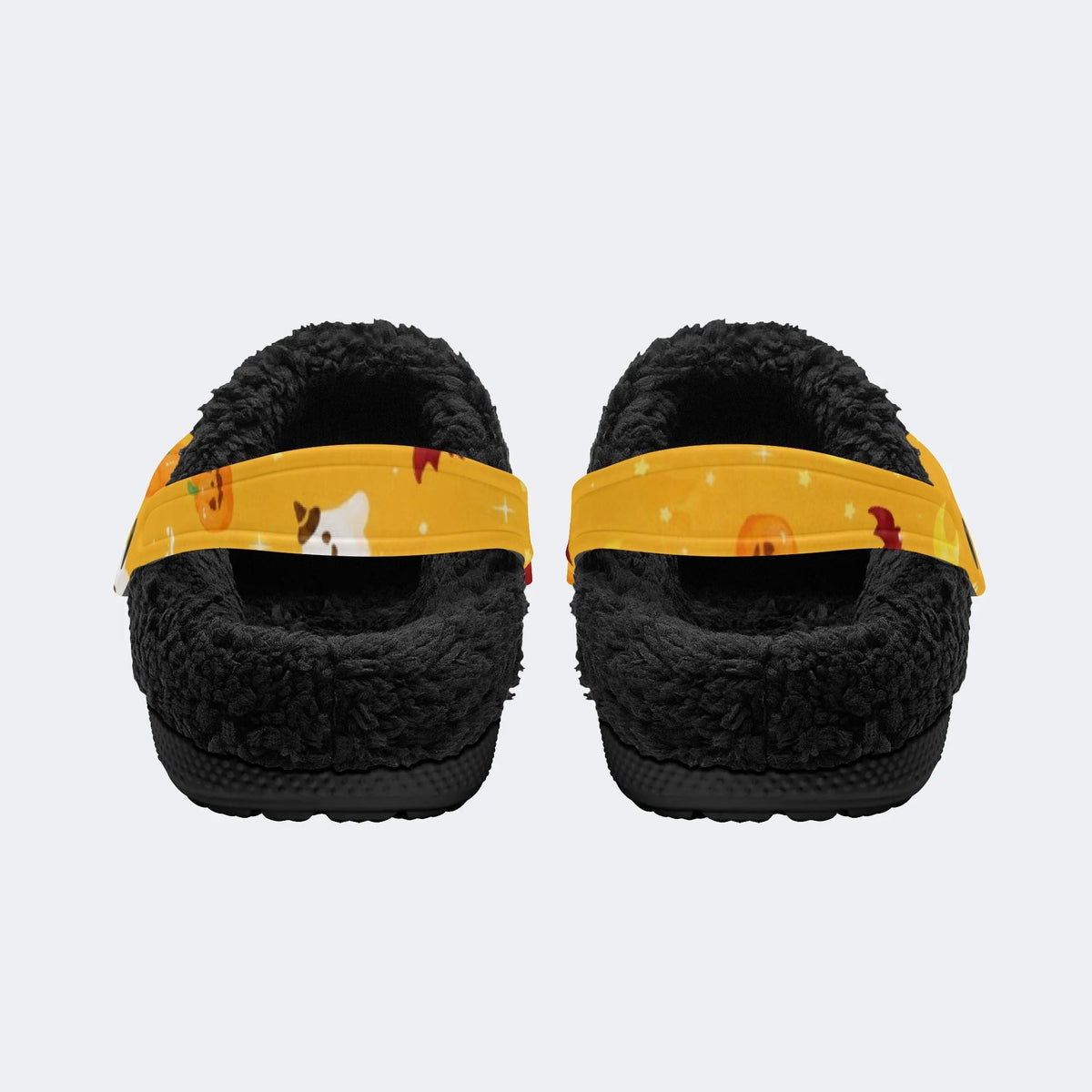 Ghost Bat Pumpkin Print - Fur Lined Slippers/Sandals