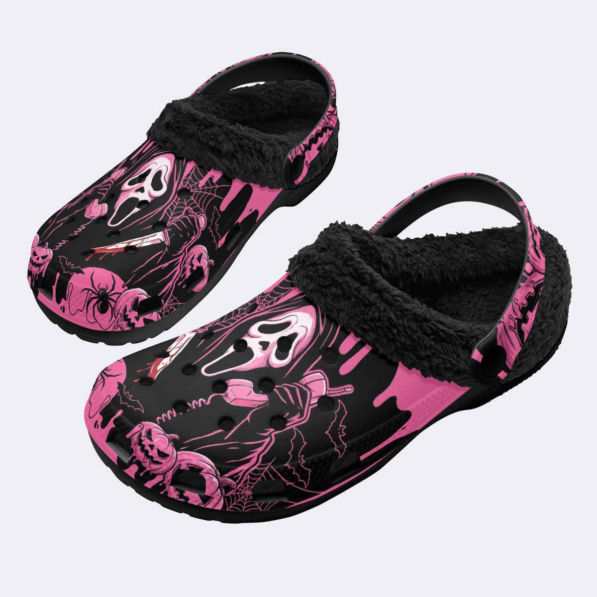 Spooky Pink Ghostface - Fur Lined Slippers/Sandals