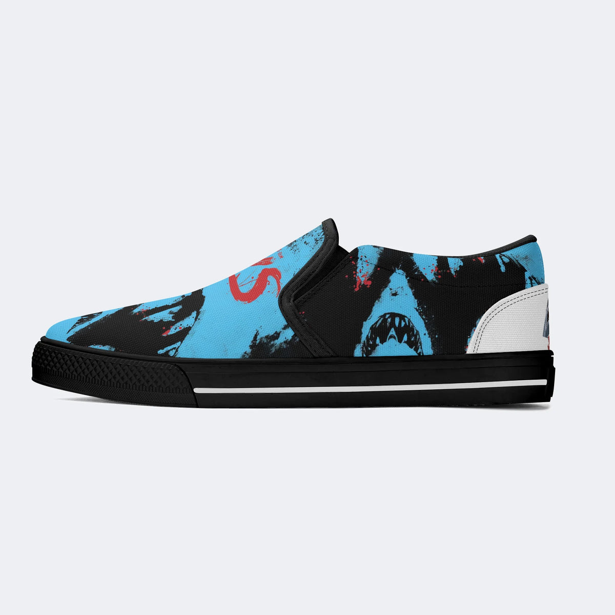 Blue Shark Vintage Print - Slip On Shoes