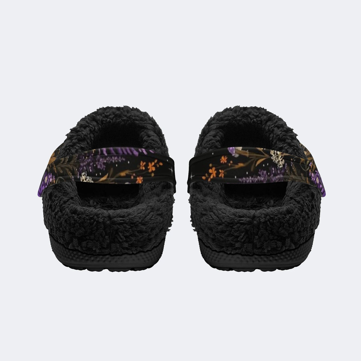 Gothic Dark Forest Floral - Fur Lined Slippers/Sandals