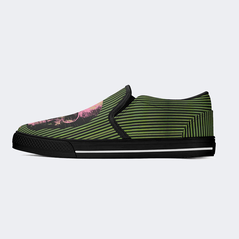 Unisex Skull Print - Slip On Shoes