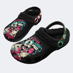 Christmas Horror Print- Fur Lined Slippers