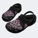 Purple Death Moth Print- Fur Lined Slippers/Sandals