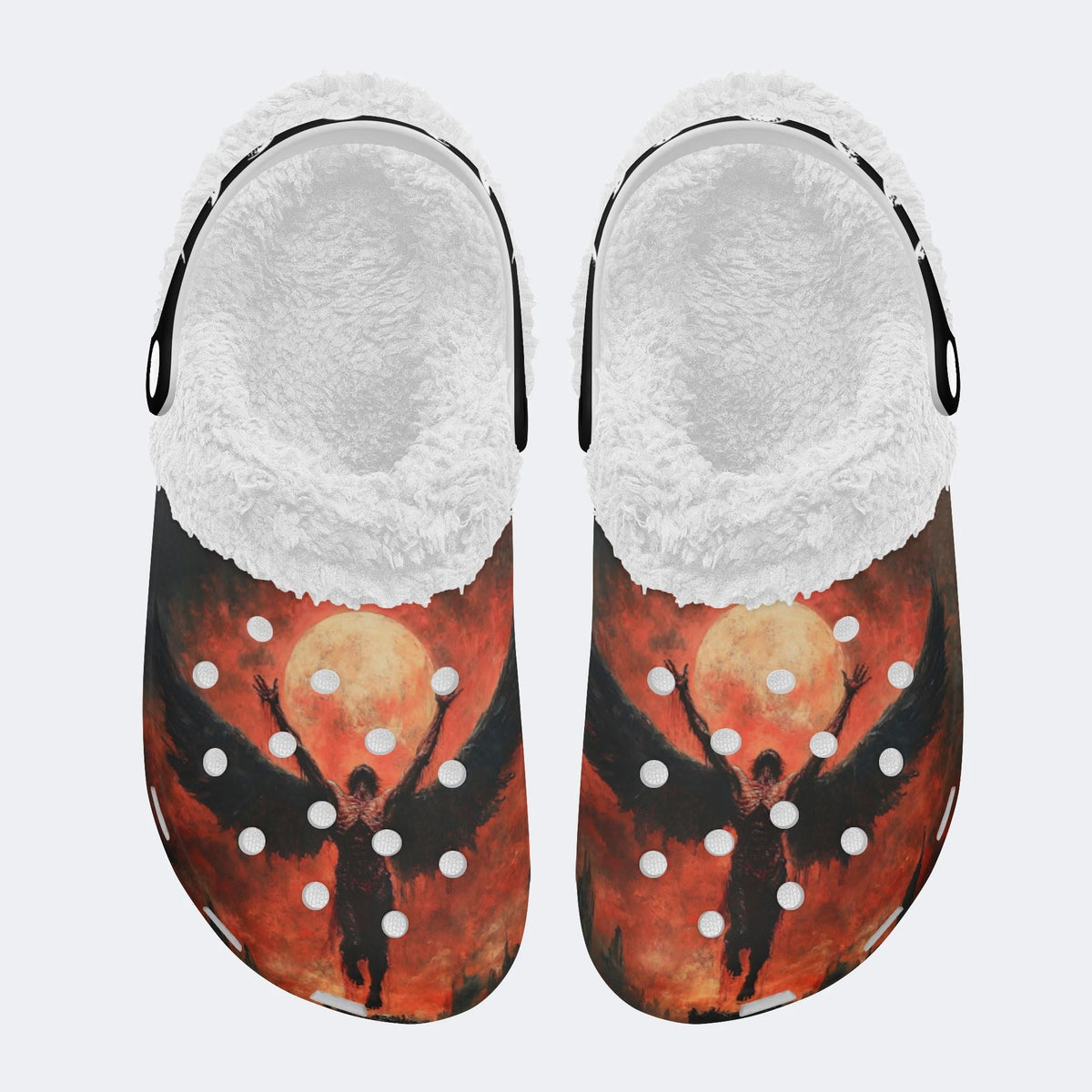 Skull Horror Print - Fur Lined Slippers/Sandals