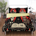 Boho Occult Black Cat - Three Piece Bedding Set