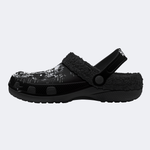 Unisex Black Metal Pinhead Print - Fur Lined Slippers/Sandals