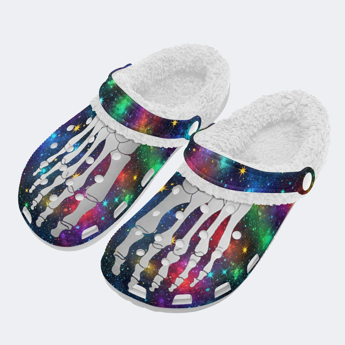 Cosmic Star Toe Bone Print - Fur Lined Slippers/Sandals