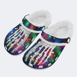 Cosmic Star Toe Bone Print - Fur Lined Slippers/Sandals