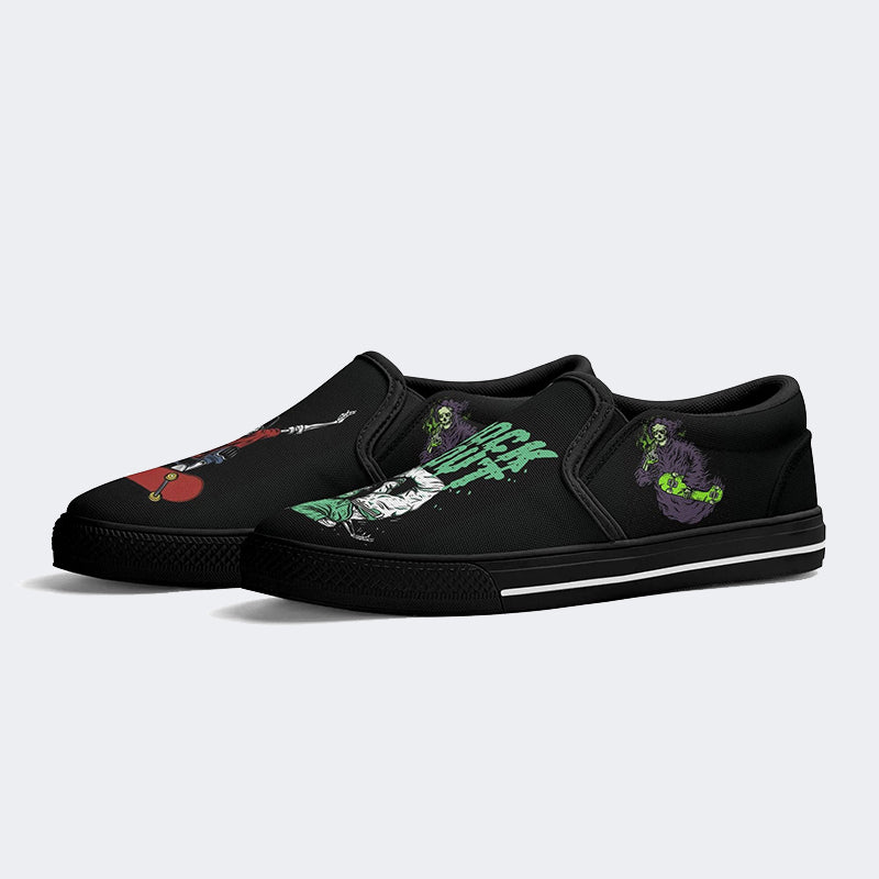 Skull Skateboard - Slip On Shoes