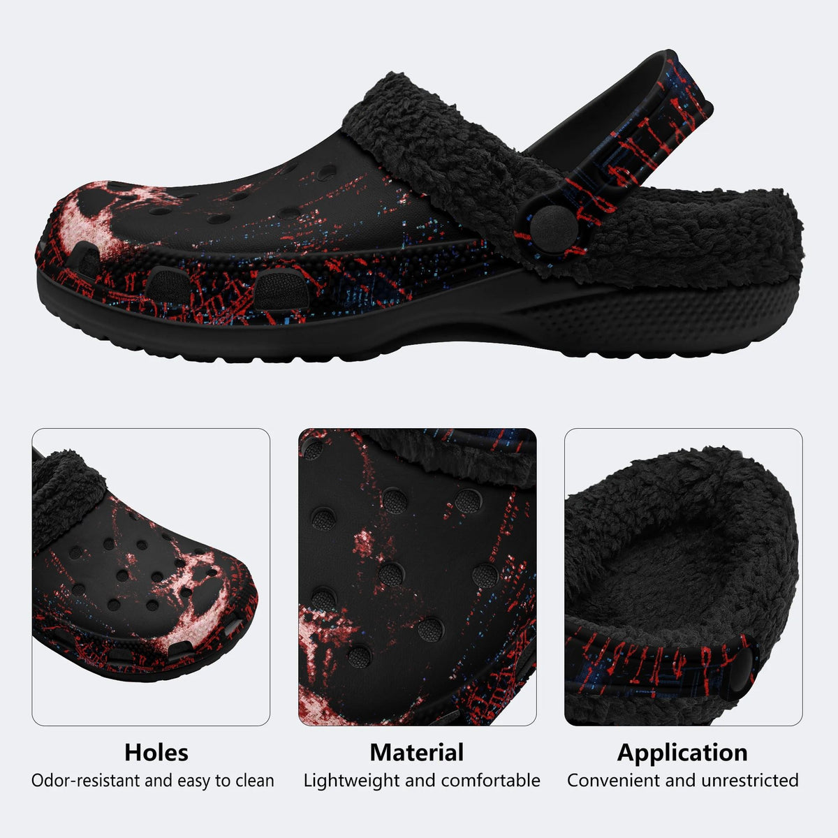 Cyber Horror Skull - Fur Lined Slippers/Sandals