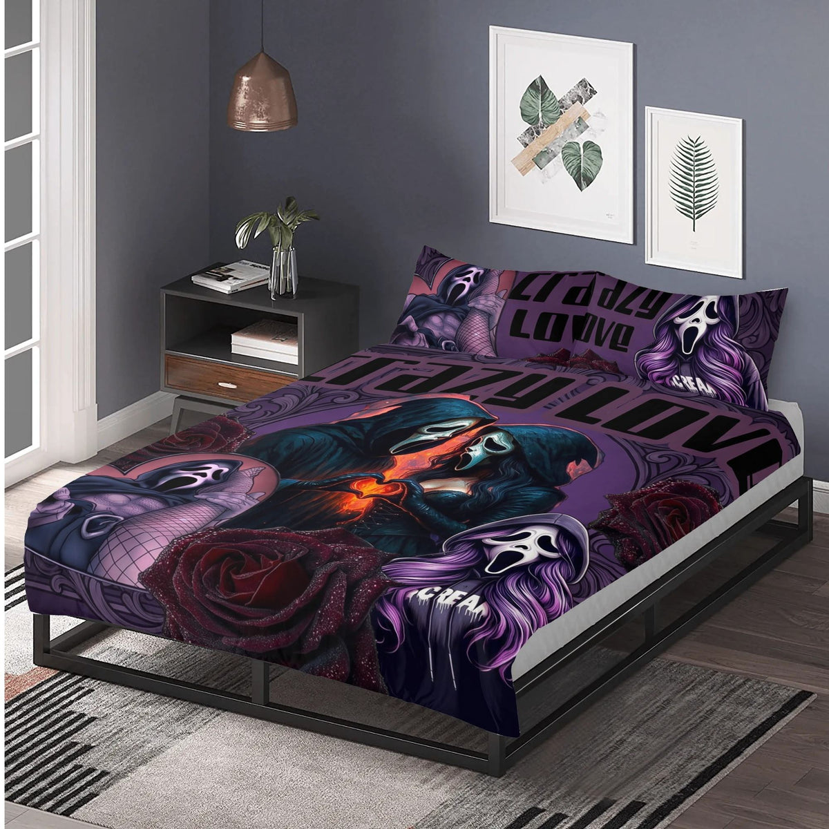 Spooky Couple Ghostface Print - Three Piece Bedding Set