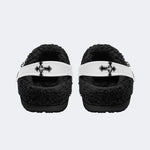 Gothic Death Moth Skull Rose Cross - Fur Lined Slippers/Sandals