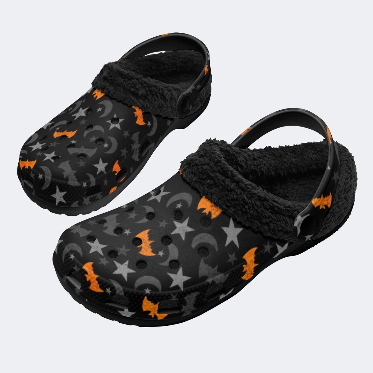 Bat Moon Star Pattern - Fur Lined Slippers/Sandals