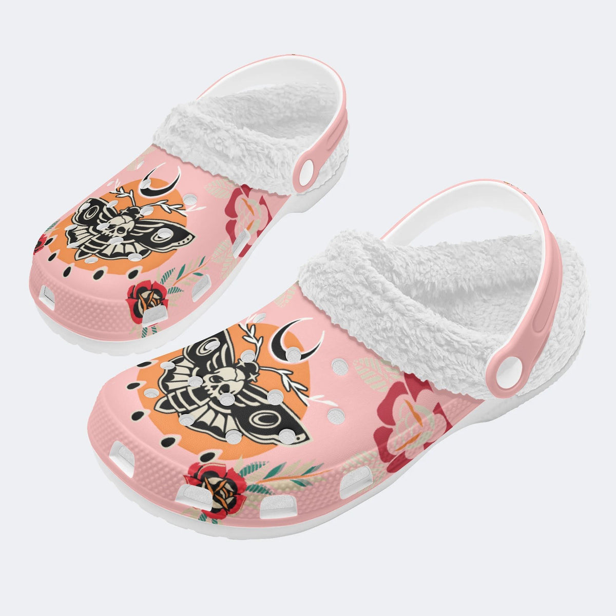 Unisex Death Moth Art Print - Fur Lined Slippers/Sandals