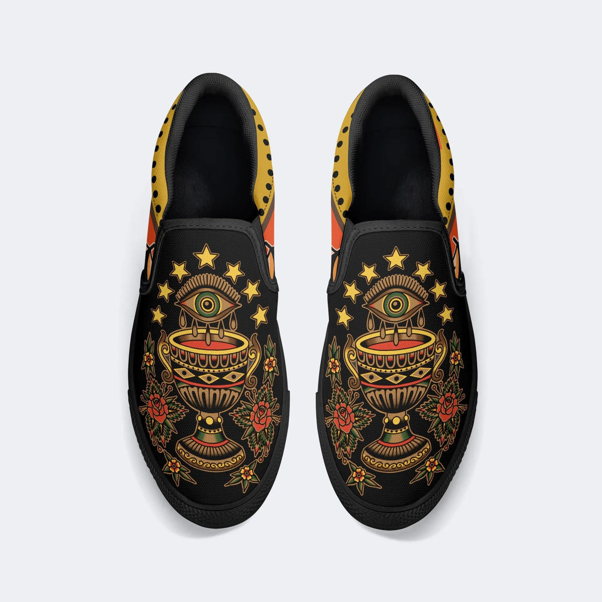Old School Devil's Eye Print - Slip On Shoes
