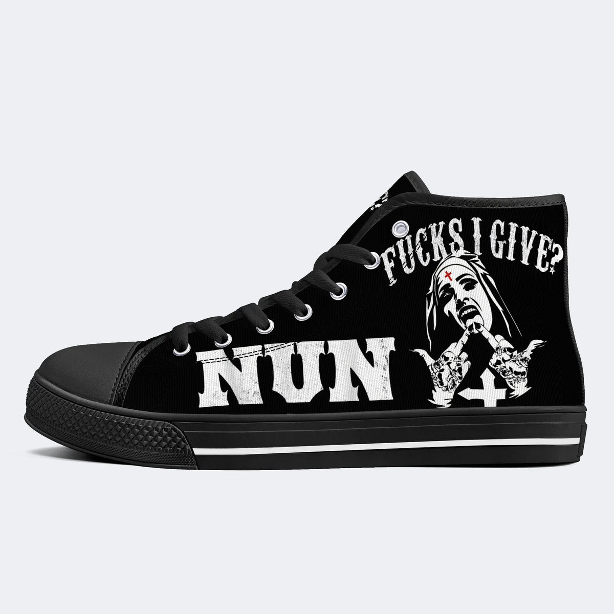 Unholy Nun Fucks Given Nun Unisex Print - High Top Canvas