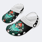 Night Sky Mushroom Butterfly Print - Removable Fur Lined Slippers/Sandals