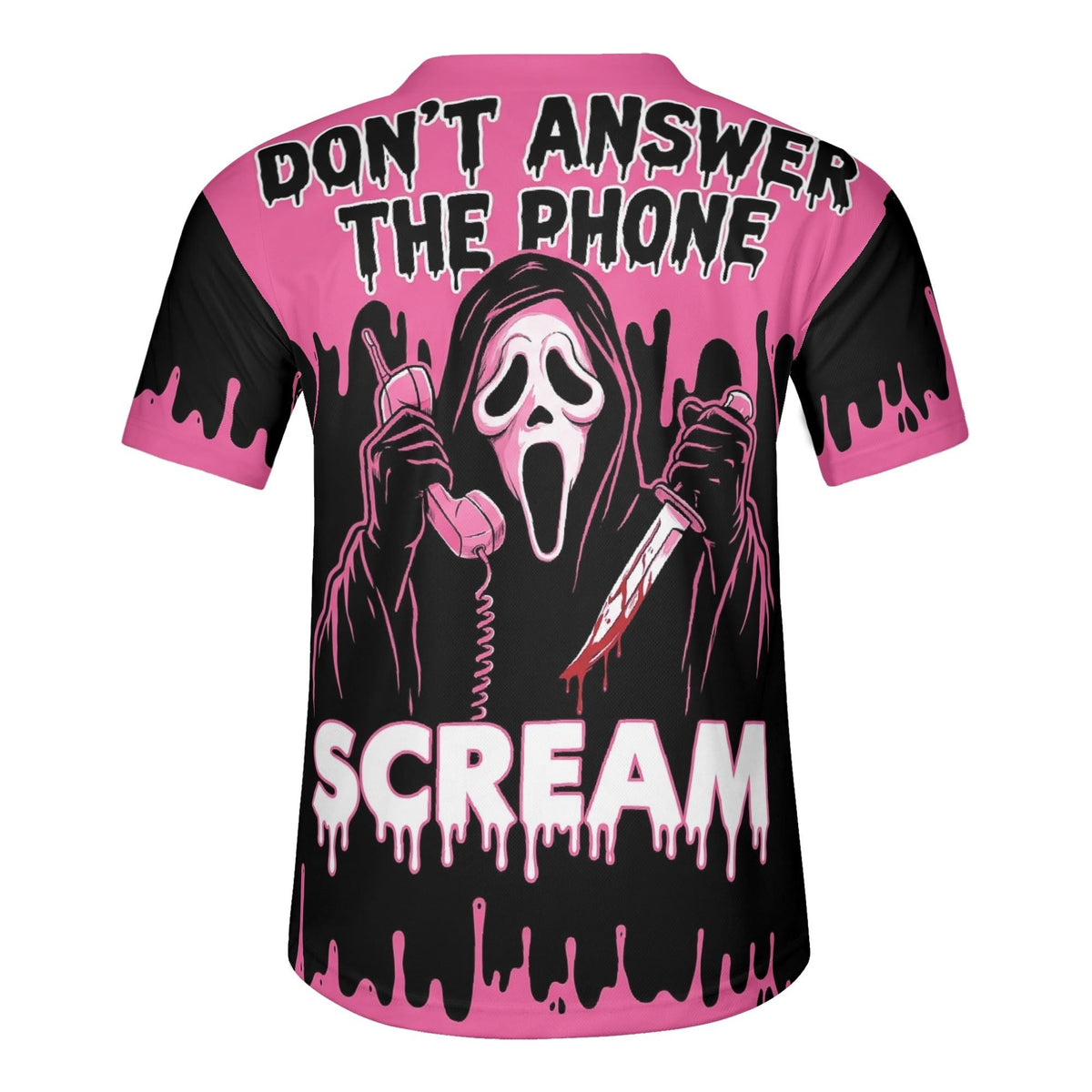 Pink Ghost Face Scream - Men's Short Sleeve Baseball Jersey