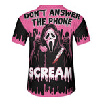 Pink Ghost Face Scream - Men's Short Sleeve Baseball Jersey
