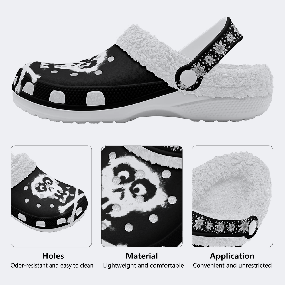 Jolly Roger Print - Fur Lined Slippers/Sandals