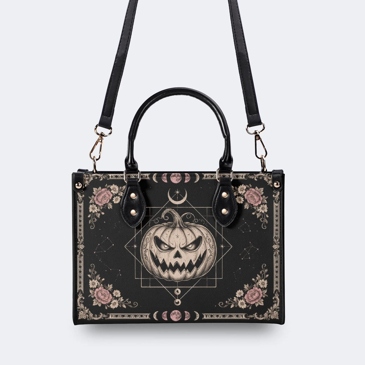 Pumpkin Rose Print Handbag Factory Direct Sales