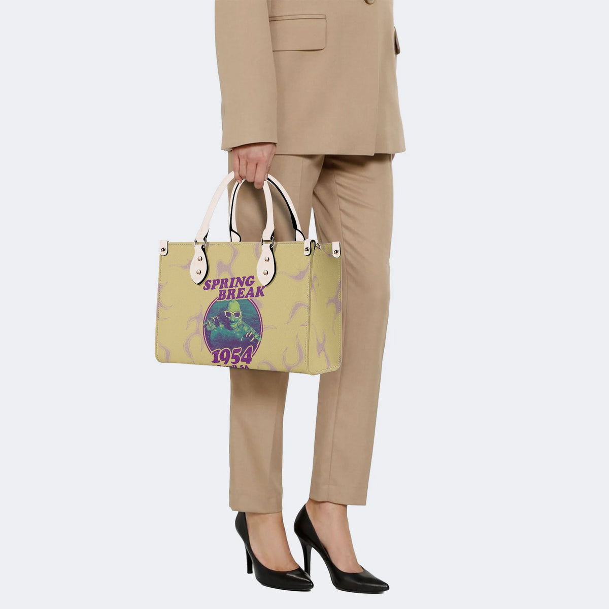 Horror Movies Print - Leather Handbag