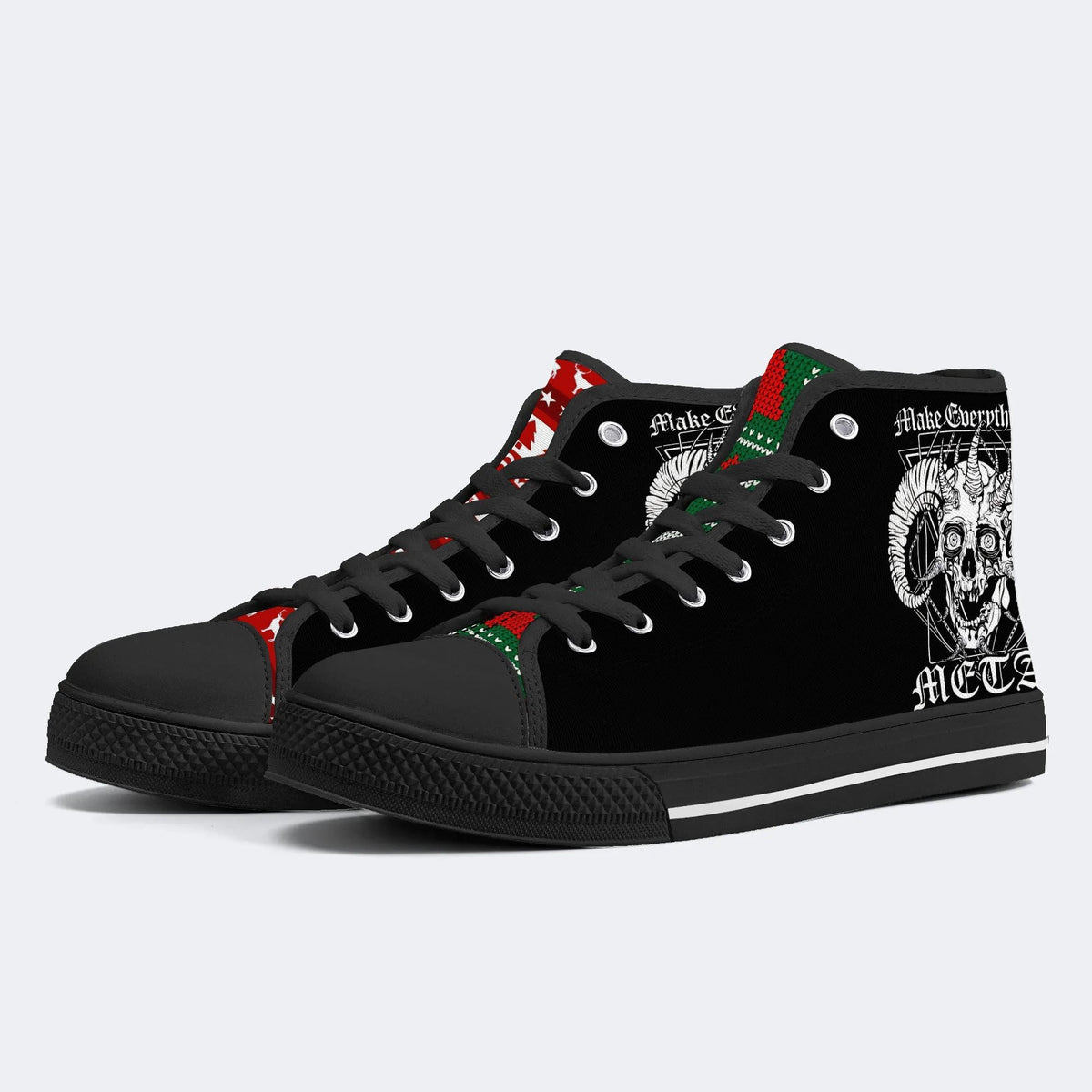 Art Skull Goat Print - High Top Canvas