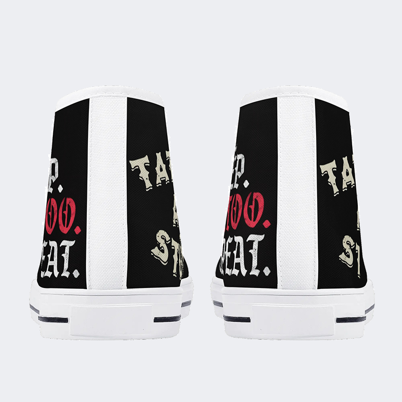 Unisex Eat Sleep Tattoo Repeat Print - High Top Canvas