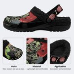 Gothic Horror Zombie Blood Moon Brain - Fur Lined Slippers/Sandals