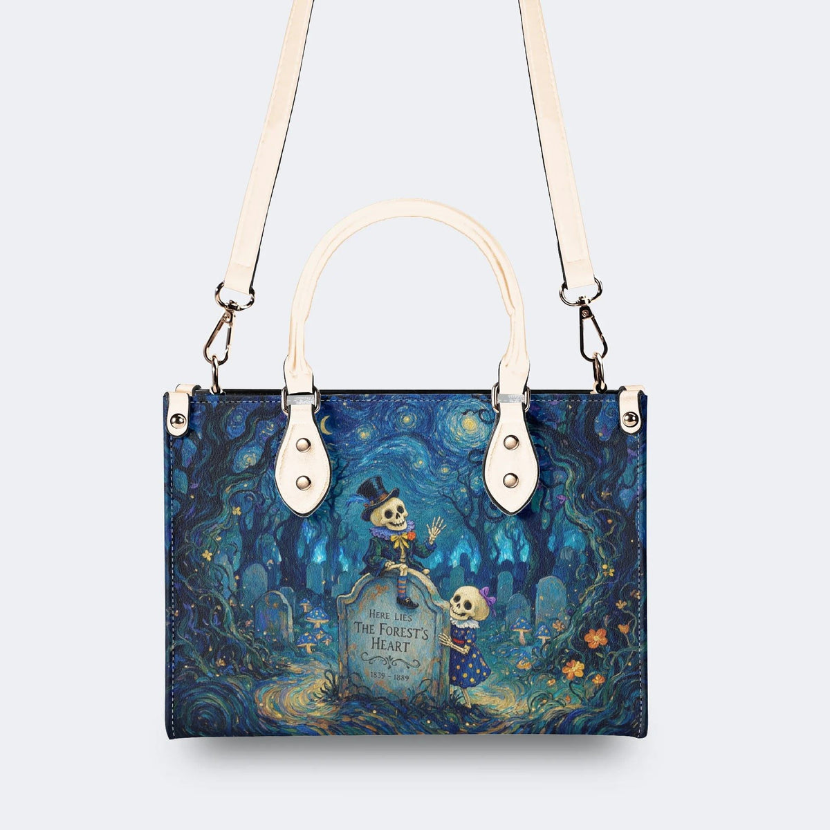 Skeleton Tombstone Print Handbag Factory Direct Sales