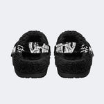 Gothic Dark Metal Skull Demon Print - Fur Lined Slippers/Sandals