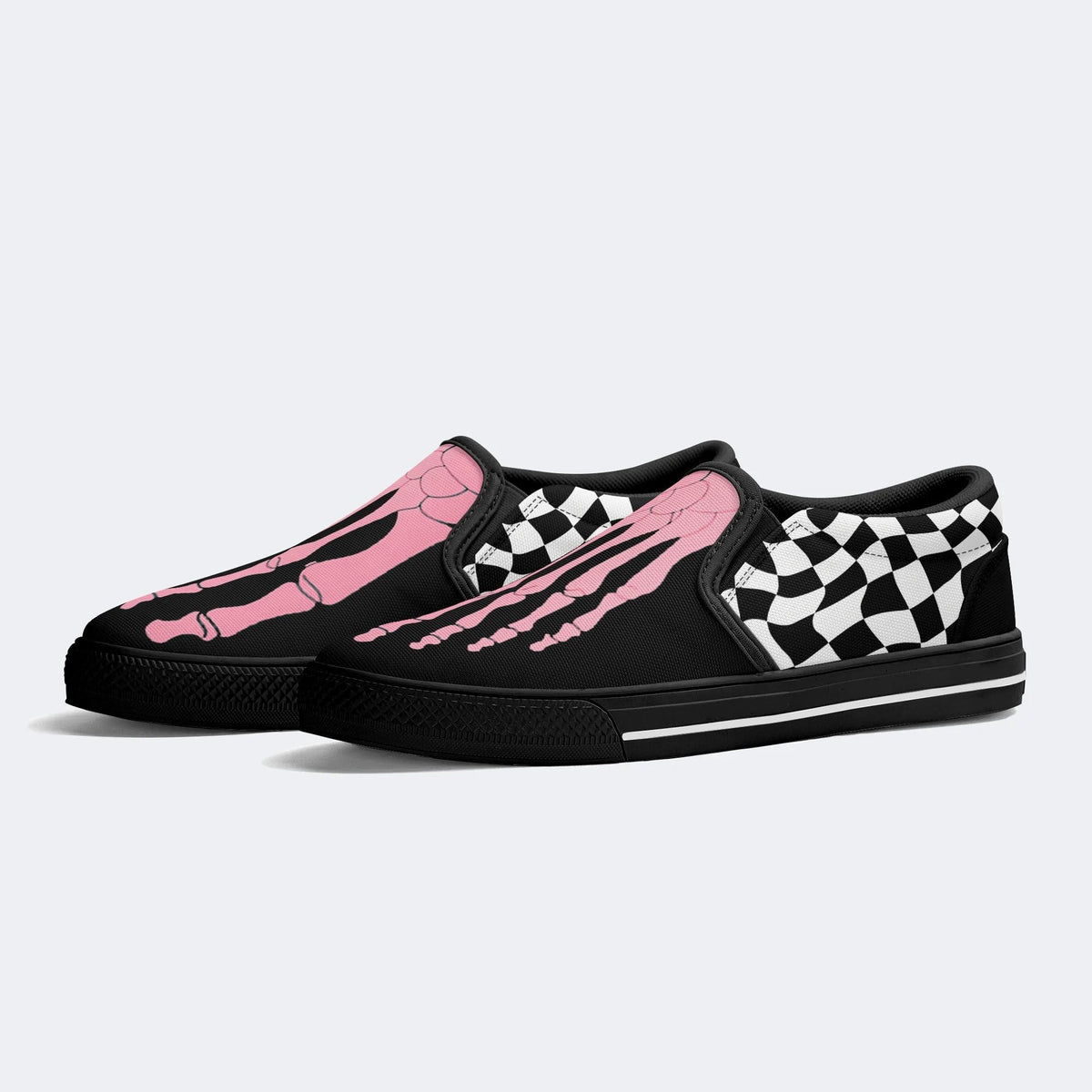 Pink Gradient Skeleton Toes Skull - Slip On Shoes