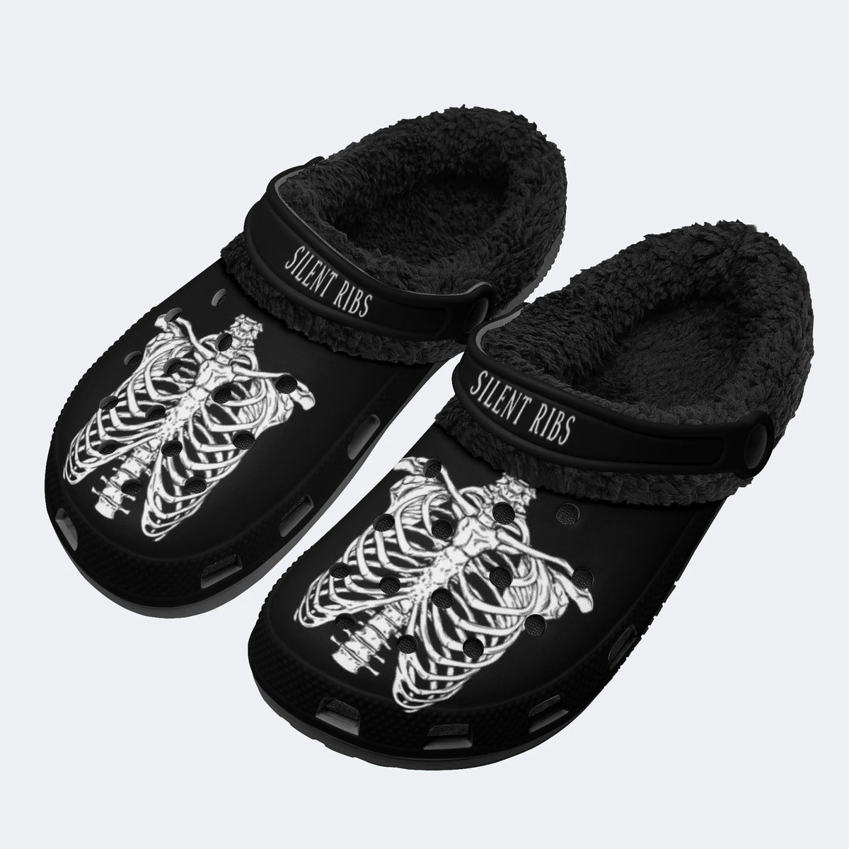 Dark Skeleton Ribs - Fur Lined Slippers/Sandals