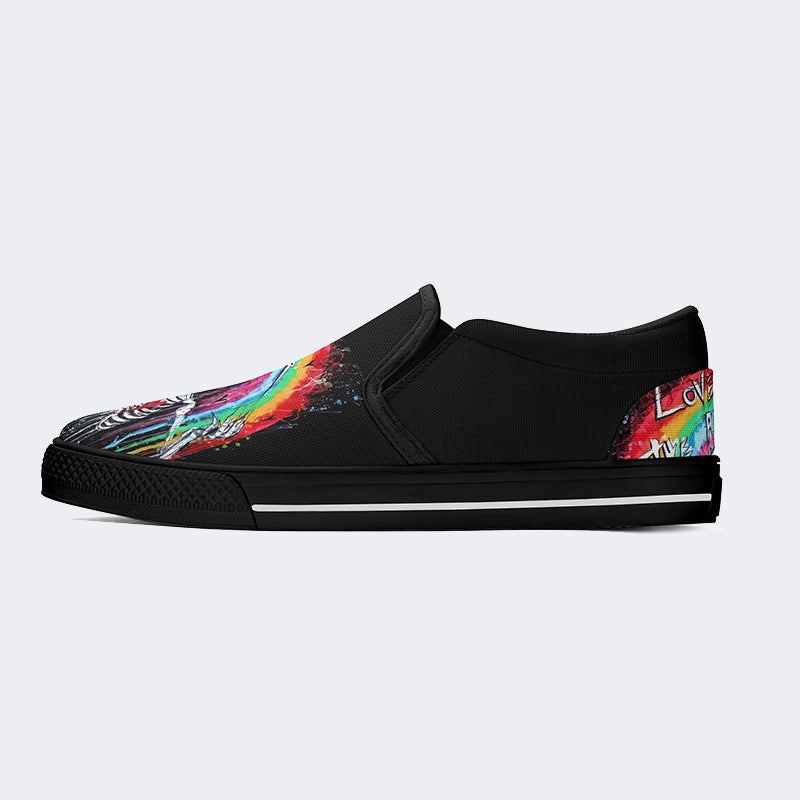 Love Is The Answer Skull Print - Slip On Shoes