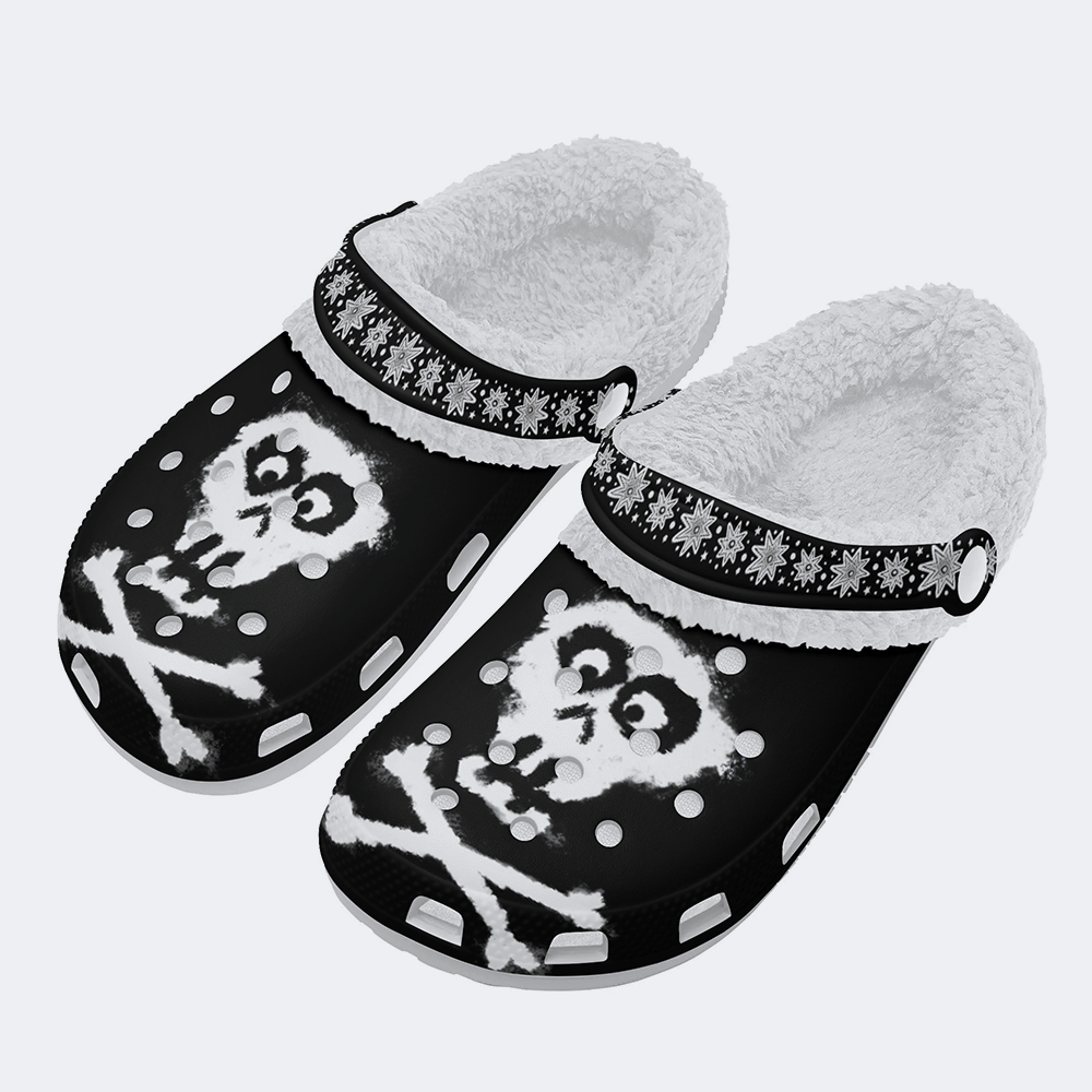 Jolly Roger Print - Fur Lined Slippers/Sandals