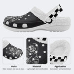 Halloween Skull Print - Fur Lined Slippers/Sandals