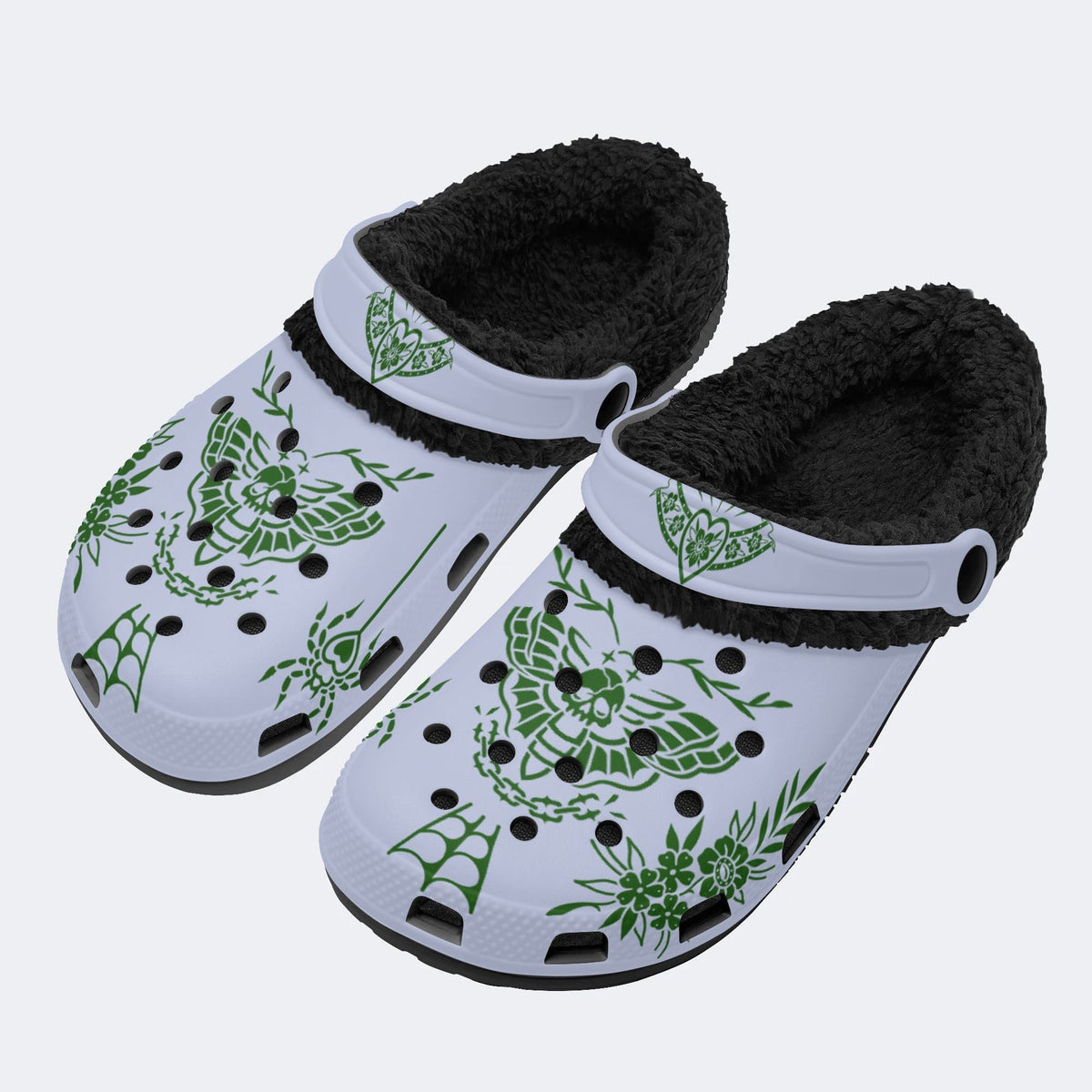 Death Moth Vintage Print - Fur Lined Slippers/Sandals