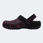 Moody Red Gothic Skulls - Fur Lined Slippers/Sandals