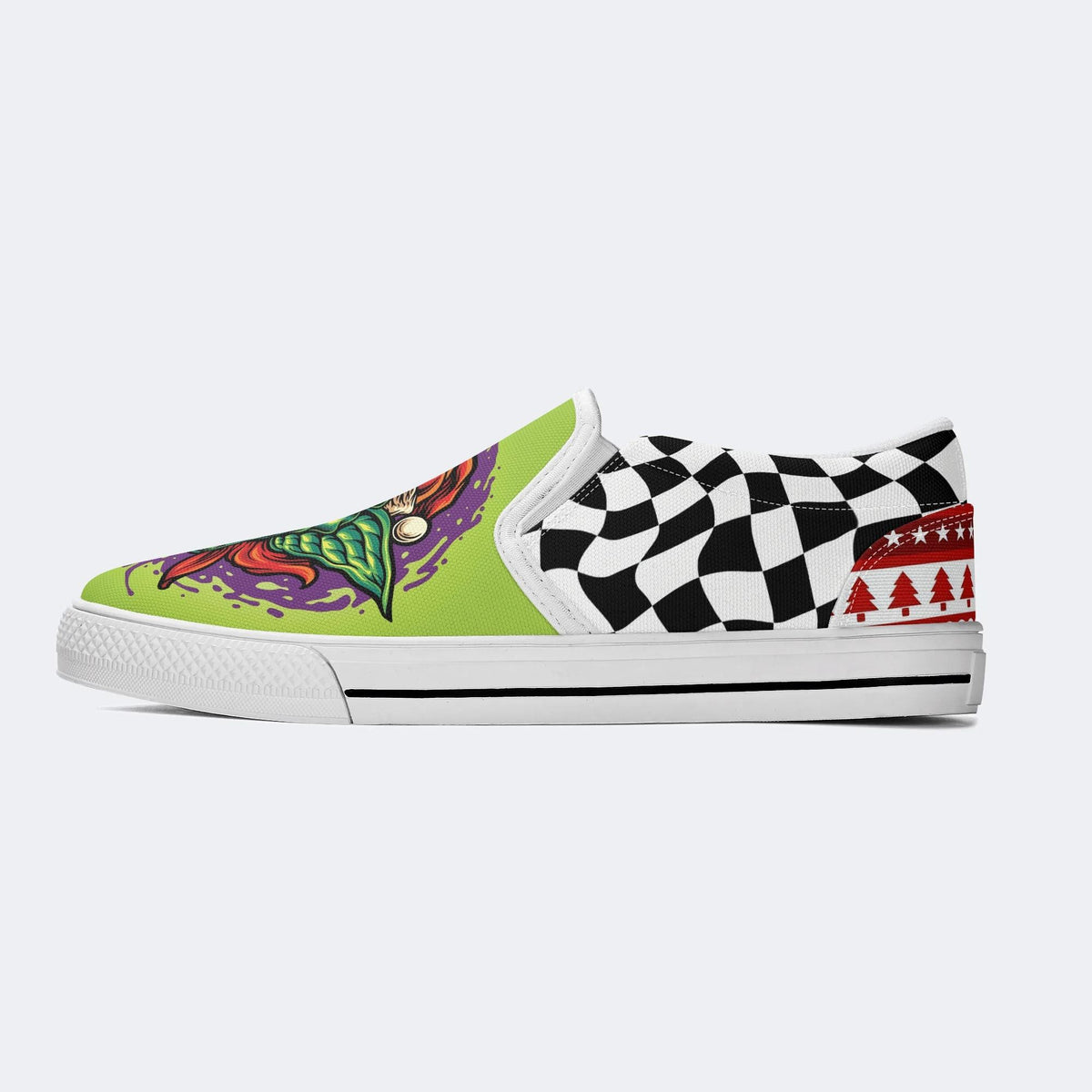 Scary Goblin Christmas Hat Print - Slip On Shoes