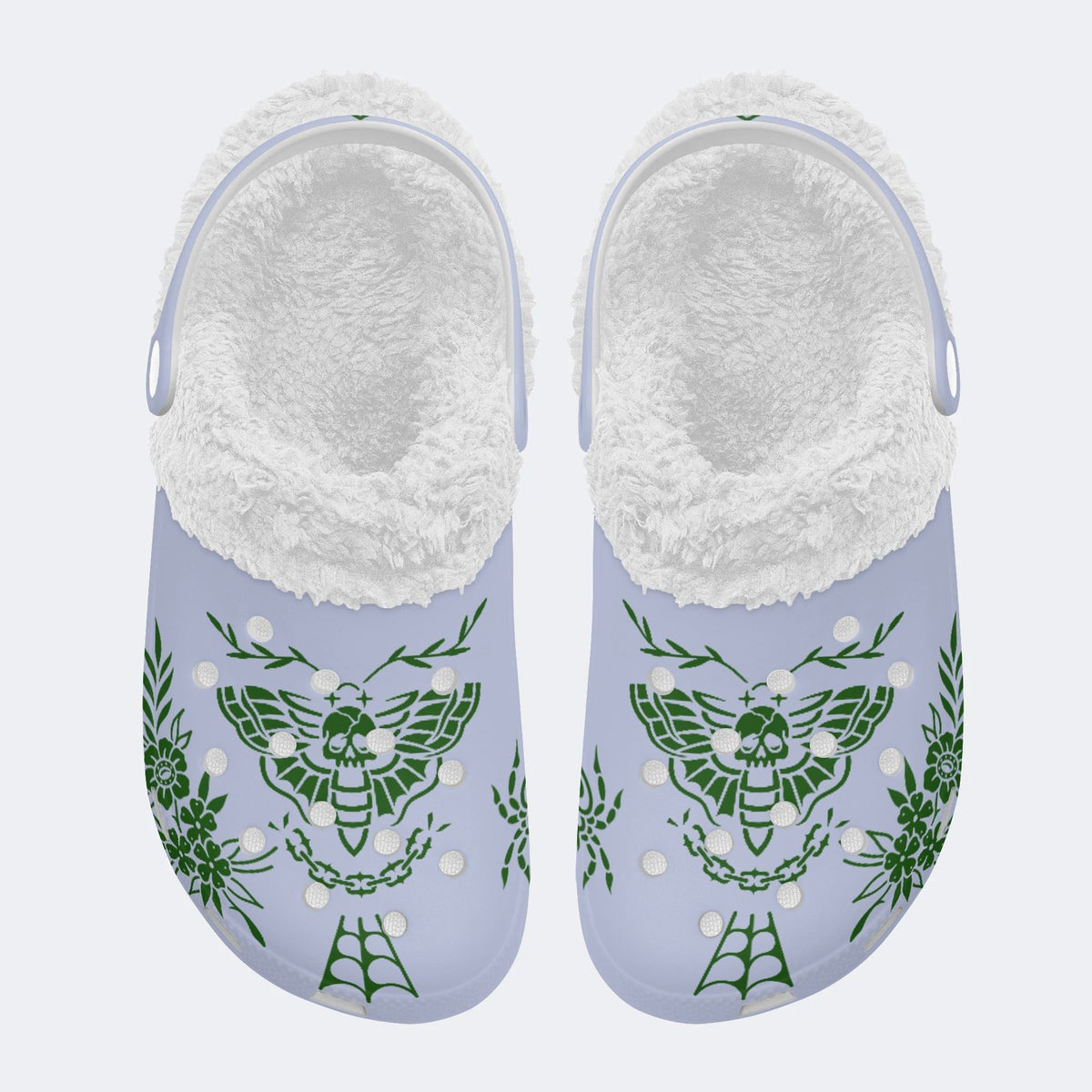 Death Moth Vintage Print - Fur Lined Slippers/Sandals