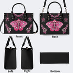 Pink Death Moth Print - Leather Handbag