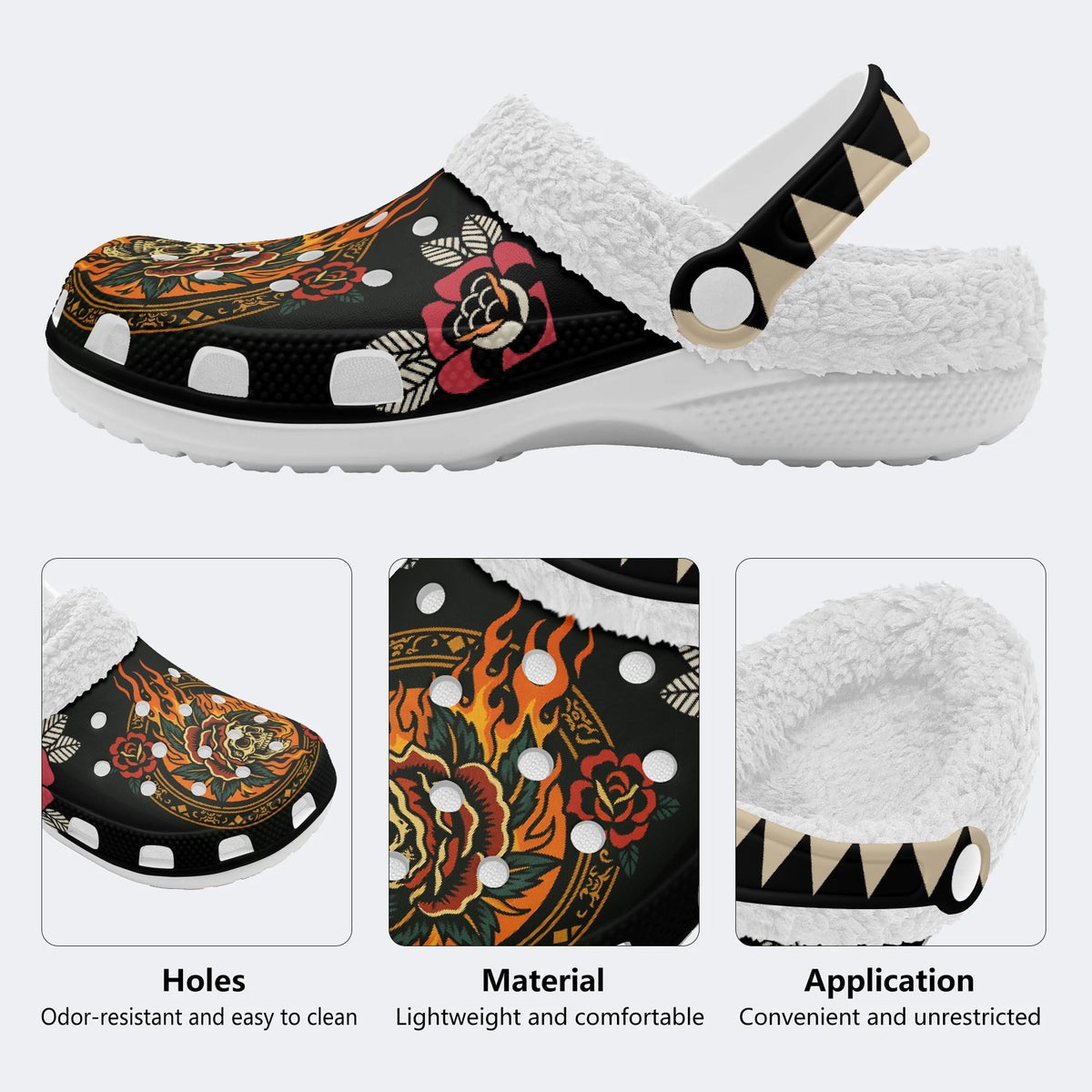 Head Swallowed By Flowers - Fur Lined Slippers/Sandals