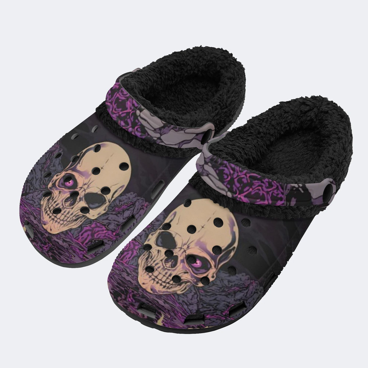 Purple Smoke Skull - Fur Lined Slippers/Sandals