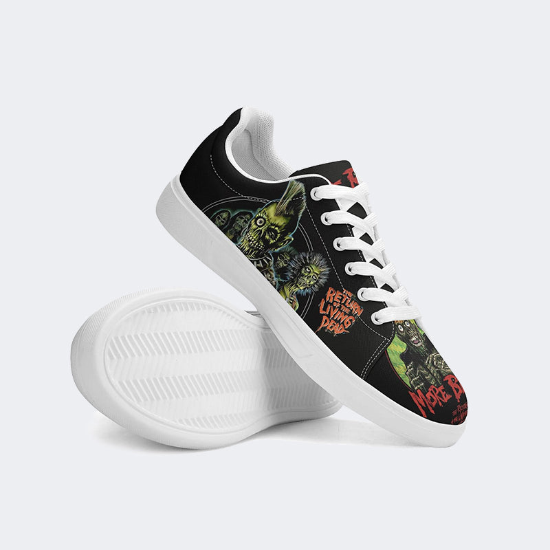 Unisex More Brains Print - Skateboard Sneakers