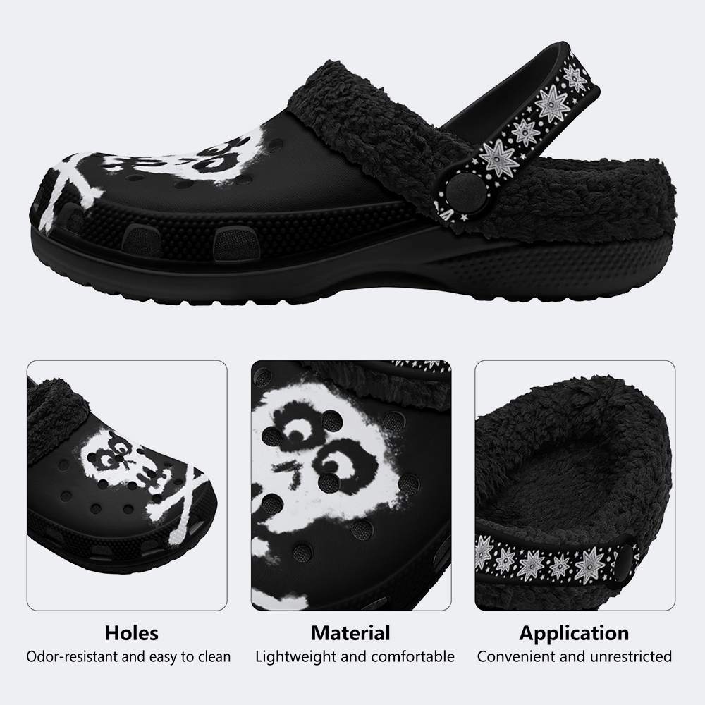 Jolly Roger Print - Fur Lined Slippers/Sandals