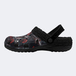 Gothic Skeleton Shark Skull Blood Moon Castle - Fur Lined Slippers/Sandals