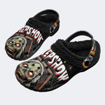 Gothic Horror Zombie Comic - Fur Lined Slippers/Sandals