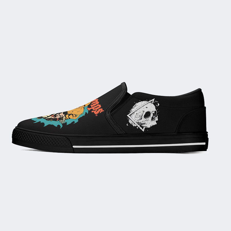 Unisex Horror Skull Print - Slip On Shoes