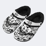 Gothic Bat Skull Rose - Fur Lined Slippers/Sandals
